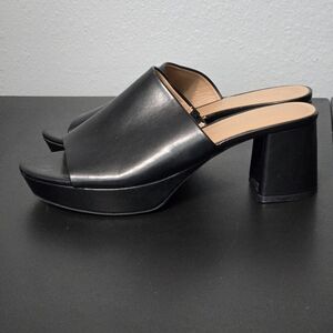 Aerosoles Black Platform Mule Heels Women's Size 9.5 Chunky Block Heel Slide